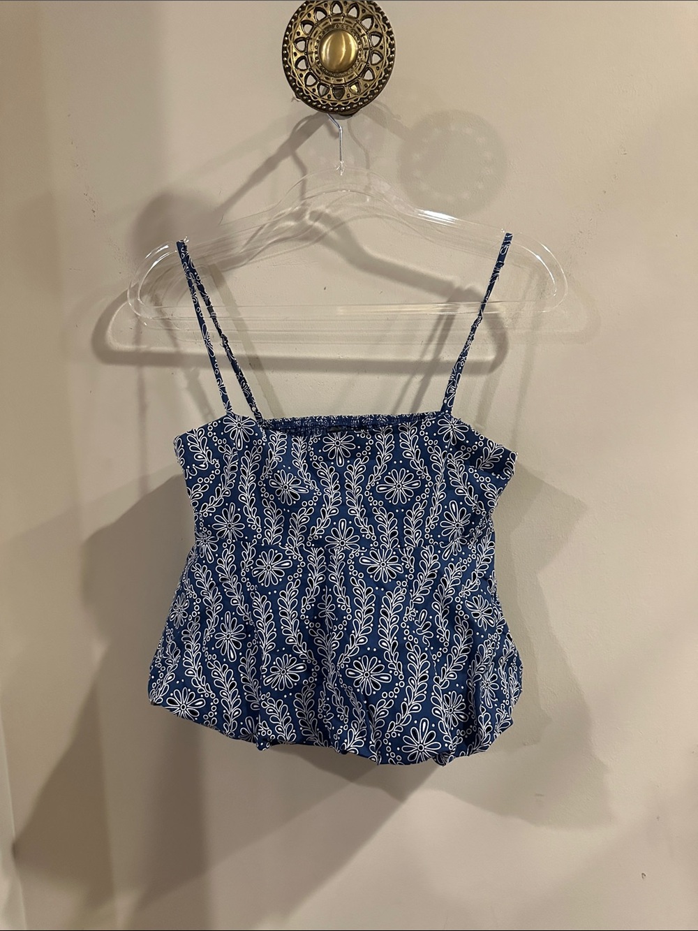 Zara Blue Floral Spaghetti-Strap Camisole Sz S